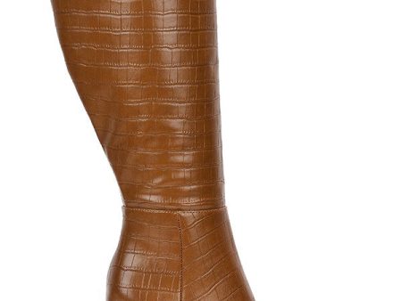 Say What Croc Knee High Boots - Brown Discount