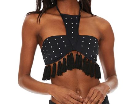 Beach Riot Quartz Top - Black Rhinestone For Sale