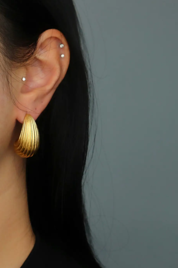 Teardrop Ribbed Earrings Discount