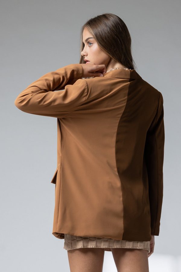 Kai Colorblock Brown Blazer Online Sale