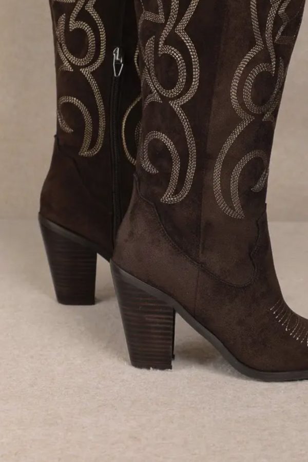 Ivy Western Stitch Boots- Brown Online Sale