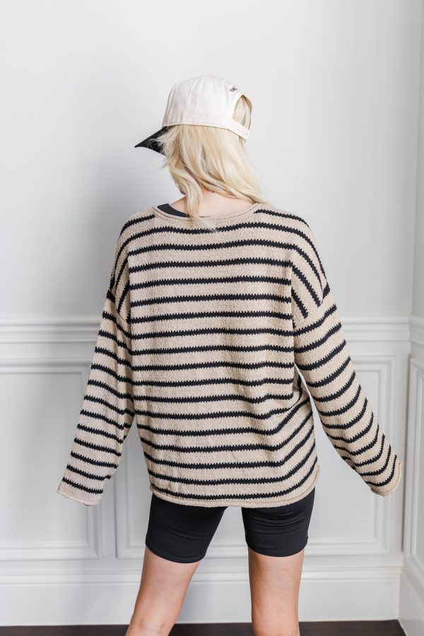 Coastal Stripes Pullover Sweater-Ivory Online Sale