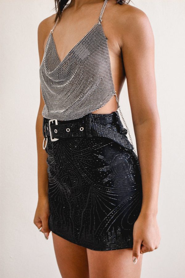 She s All That Rhinestone Skirt - Black Hot on Sale