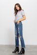 High Waisted Frayed Jeans For Cheap