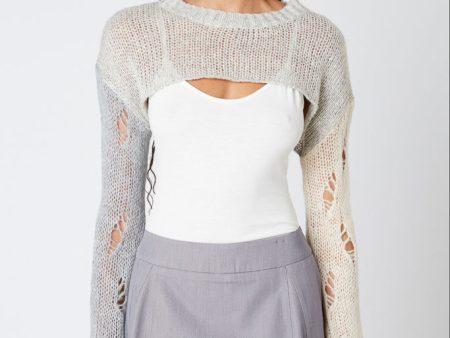 Two Tone Bolero Knit Sweater Supply