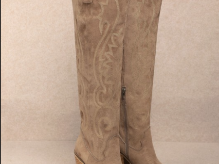 Ivy Western Stitch Boots- Taupe Discount