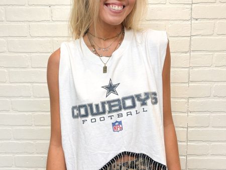 Cowboys Rhinestone Fringe Tank Online