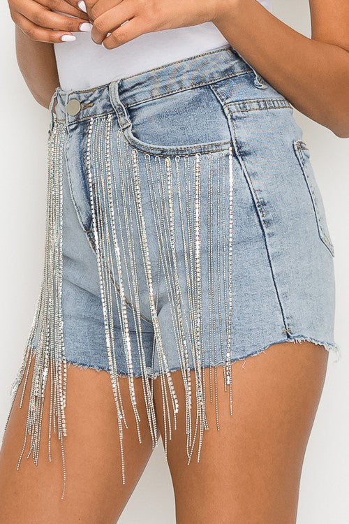 Wild West Rhinestone Fringe Shorts For Discount