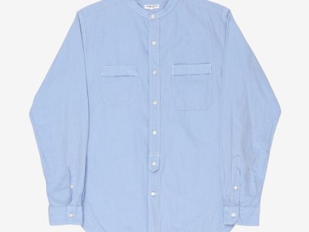 Chambray Collarless Work Shirt Discount