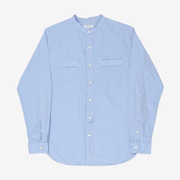 Chambray Collarless Work Shirt Discount