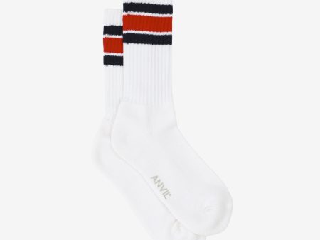 USA Cotton Crew Sock - Navy Red Hot on Sale