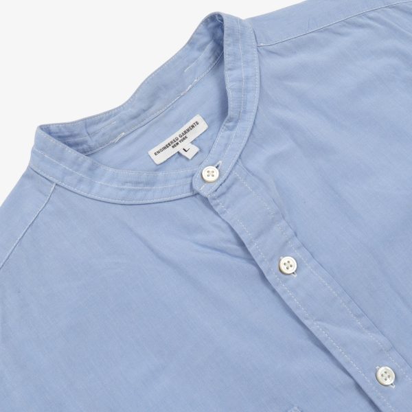 Chambray Collarless Work Shirt Discount