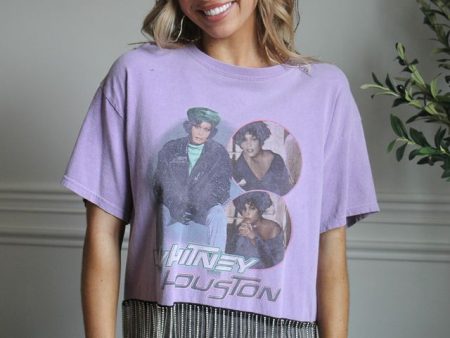 Whitney Houston Cropped Rhinestone Fringe Tee Online now