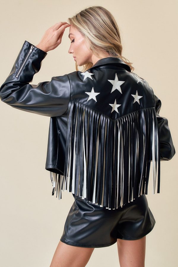 Rodeo Star Faux Leather Fringe Jacket Online