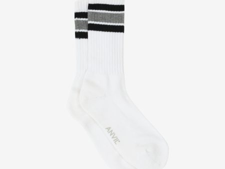 USA Cotton Crew Sock - Black Grey For Sale