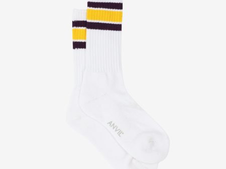 USA Cotton Crew Sock - Purple Yellow Online now