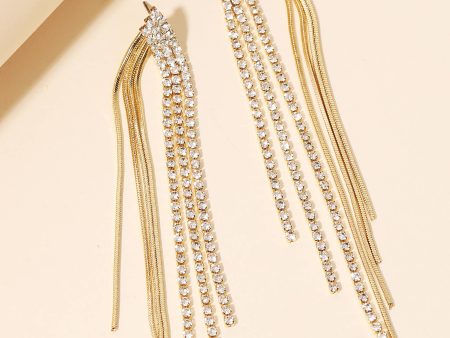 Anarchy Street - Rhinestone Rope Chain Fringe Earrings Online Hot Sale