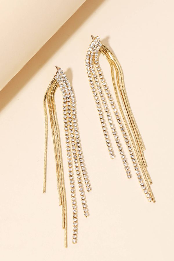 Anarchy Street - Rhinestone Rope Chain Fringe Earrings Online Hot Sale