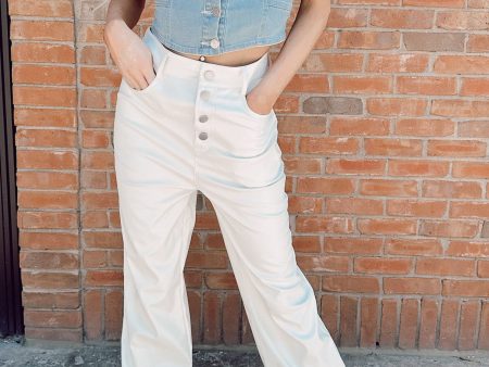 Faux Leather Pants - White For Sale