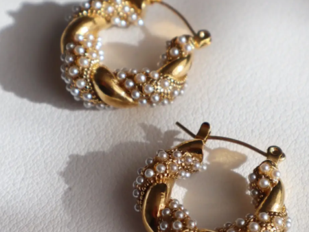 Nolita Hoops Pearl Gold Twisted Hoops Online Hot Sale