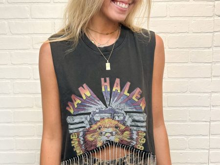 Van Halen Rhinestone Fringe Tank Online Hot Sale