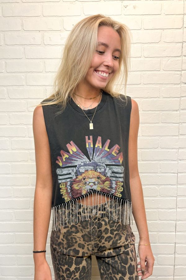 Van Halen Rhinestone Fringe Tank Online Hot Sale