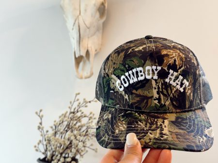 KENZKUSTOMZ - Cowboy Hat Vintage Trucker Hat - Camo For Cheap