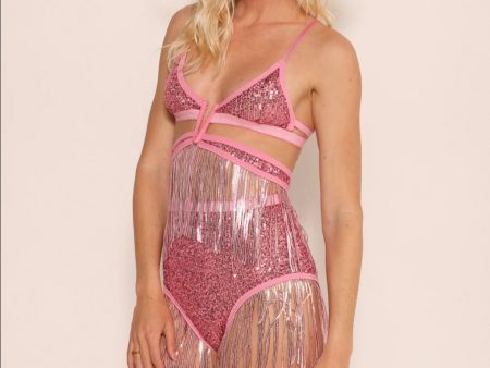 EASTNWESTLABEL Vienna Undies Solid Sequin- Pink Online now