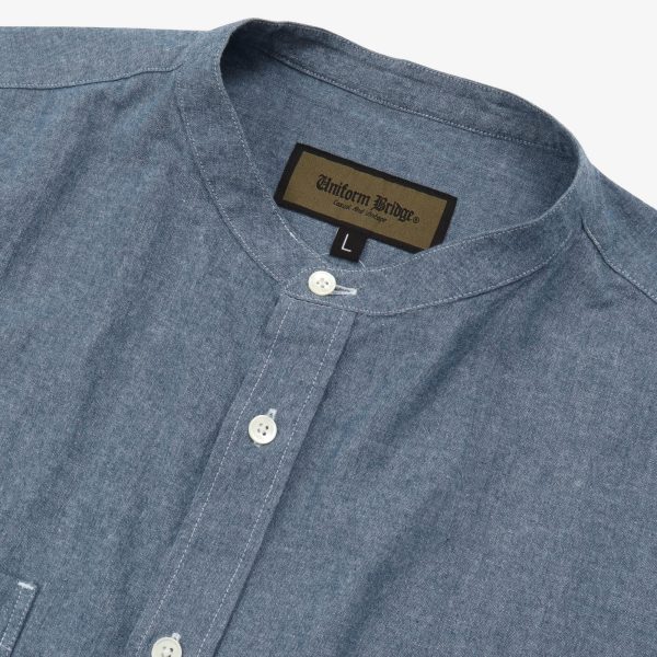 Collarless Chambray Shirt For Discount