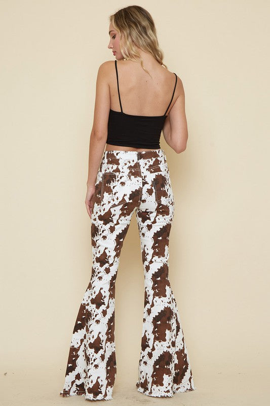 Pre-Order Amarillo Cow Print Bell Bottoms For Discount