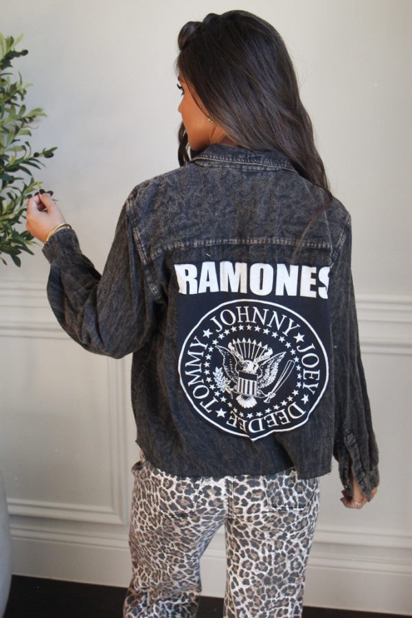 Ramones Acid Wash Cropped Flannel Discount