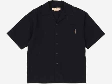 Camp Collar Wool Shirt Hot on Sale