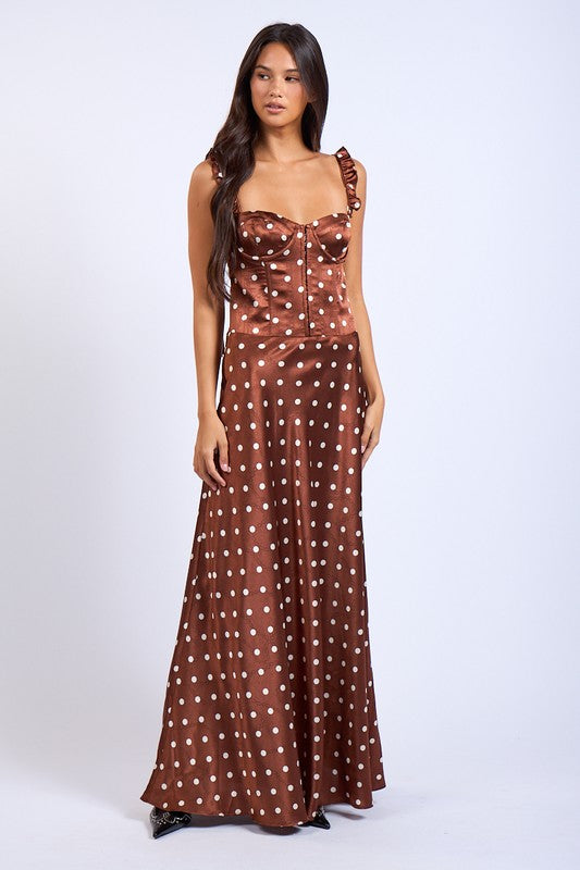 Rustic Charm Polka Dot Dress Hot on Sale