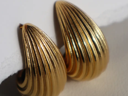 Teardrop Ribbed Earrings Discount