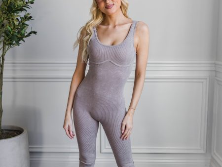 Ribbed Flare Jumpsuit- Ash Online Sale