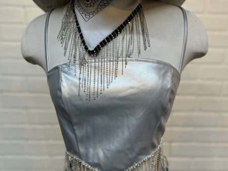 Backstage Rhinestone Tank - Silver Online