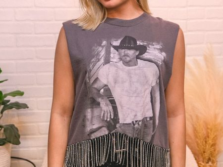 Trace Adkins Cropped Rhinestone Fringe Tank For Discount