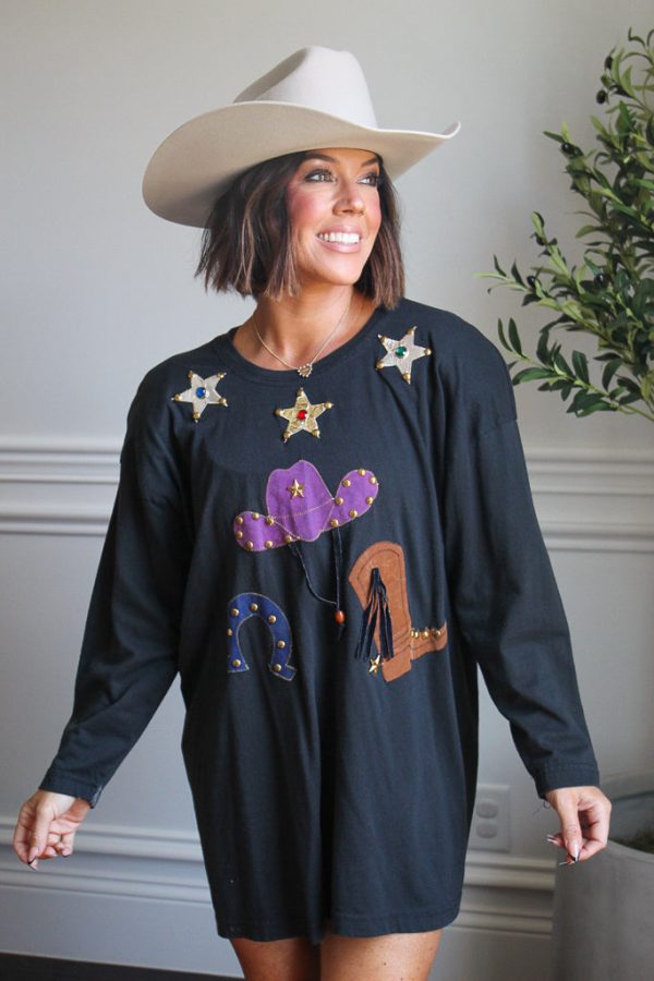 Western Long Sleeve Vintage Tee Online Hot Sale